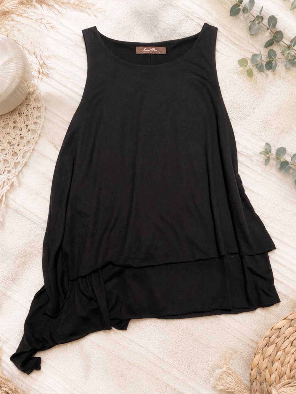 Sweet Pea Black Layered Tank Top